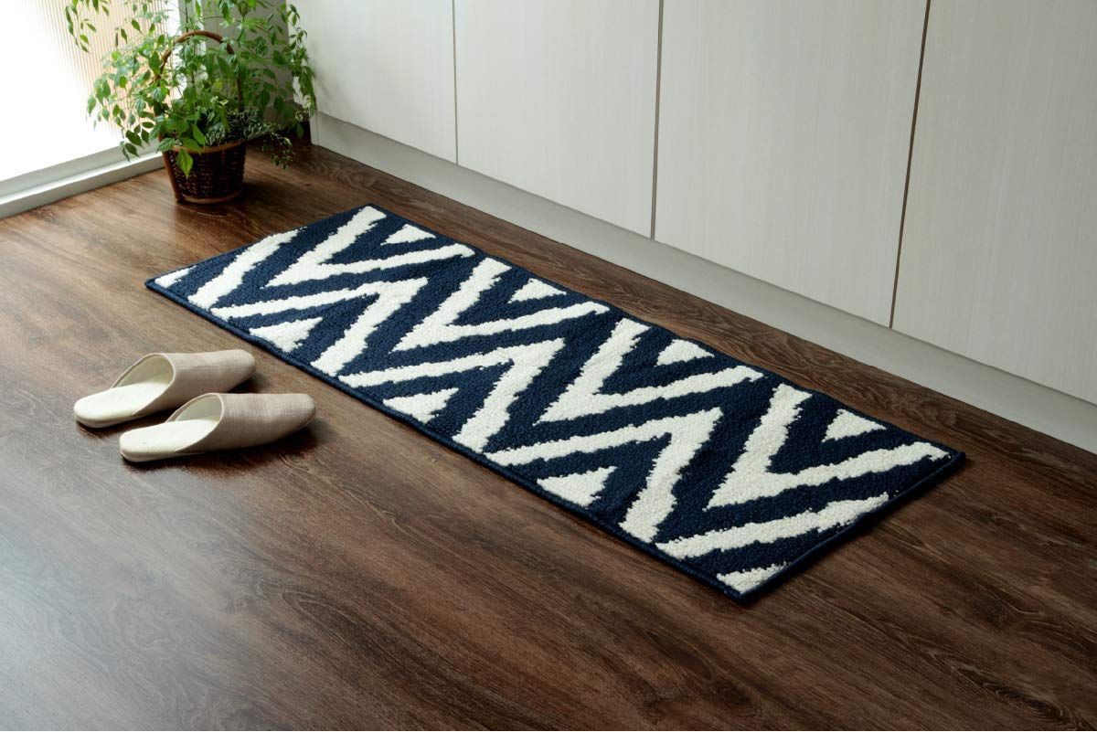 Size 約65×252cm_Color ベイク ネイビー イケヒコ キッチンマット ベイク ネイビー 約65×252cm 滑りにくい 洗える 北欧 2035849