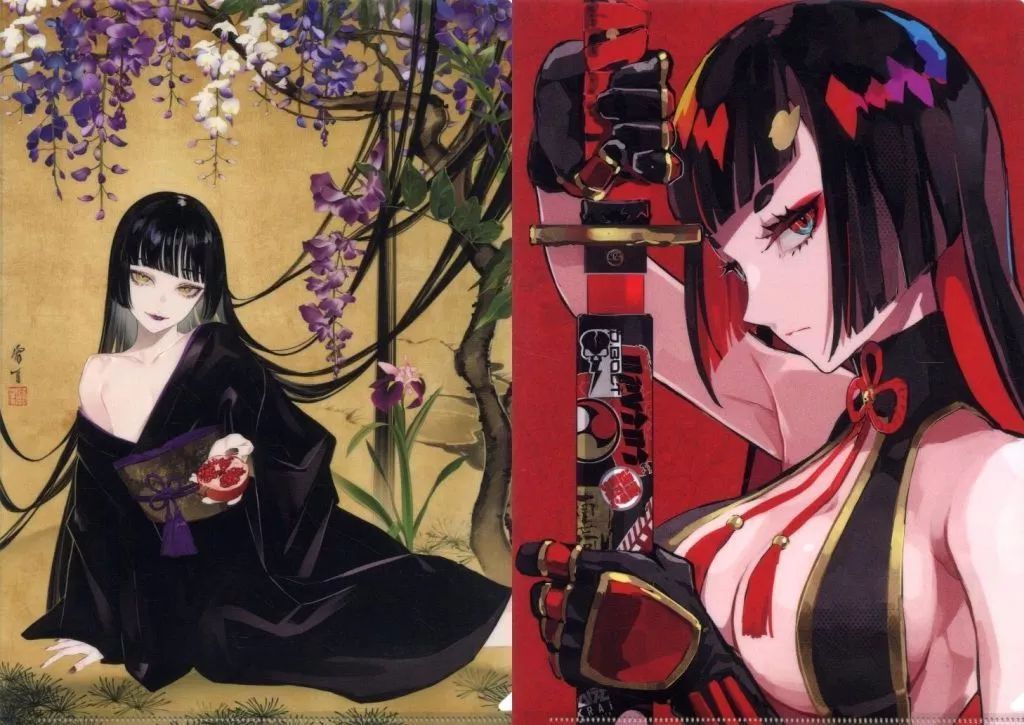 中古】クリアファイル 柘榴美人図＆KAGURA A4クリアファイル2枚