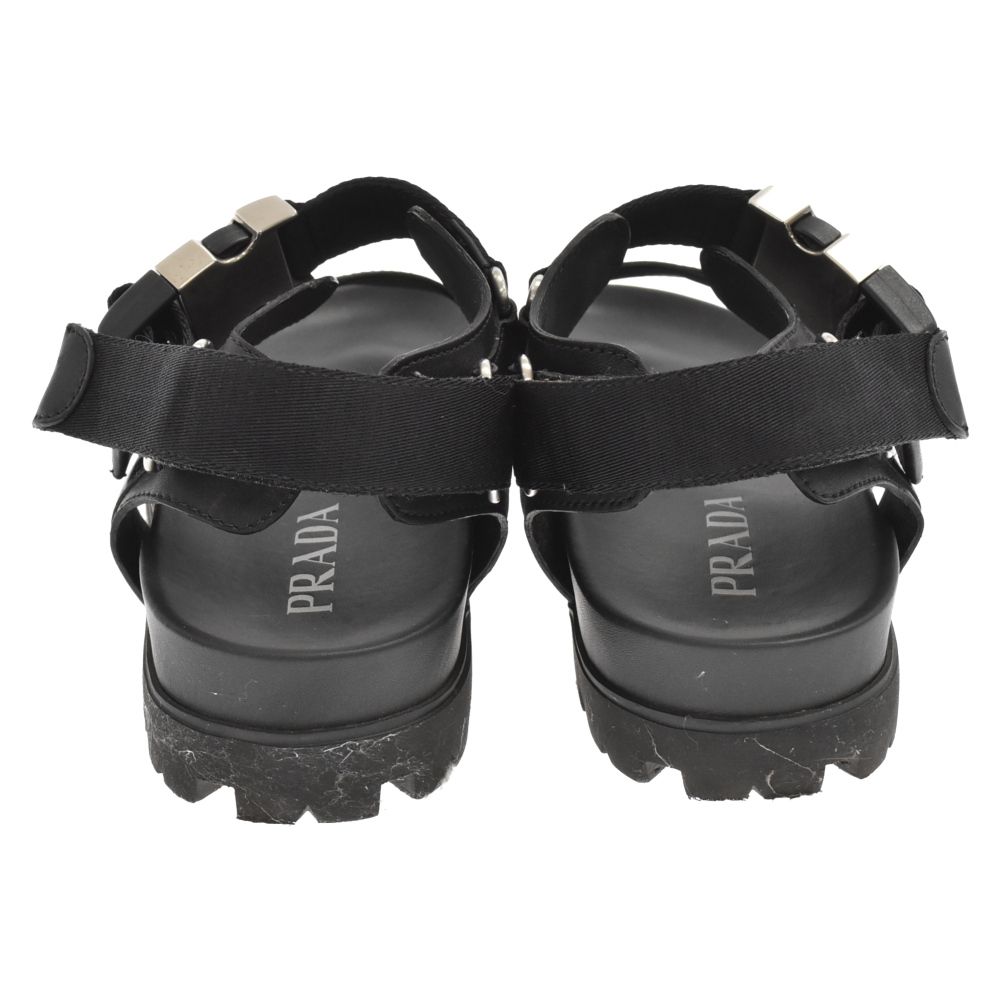PRADA スポーティーレザー×ナイロンテープサンダルブラック 2X3055 PRADA (プラダ) スポーティレザーナイロンテープサンダル