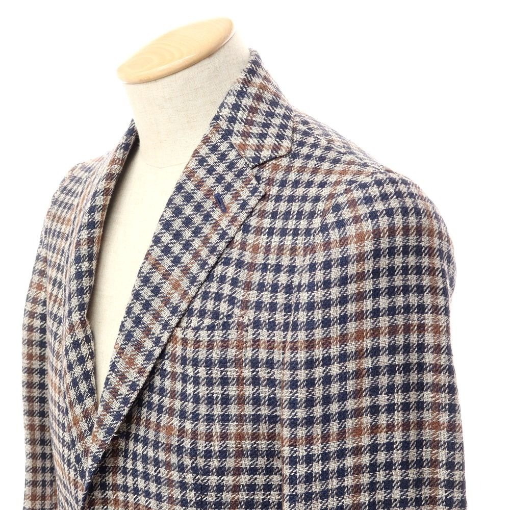STILE LATINO シルクリネンコットン チェック ジャケット 44 新品】スティレ ラティーノ STILE LATINO シルクリネンコットン