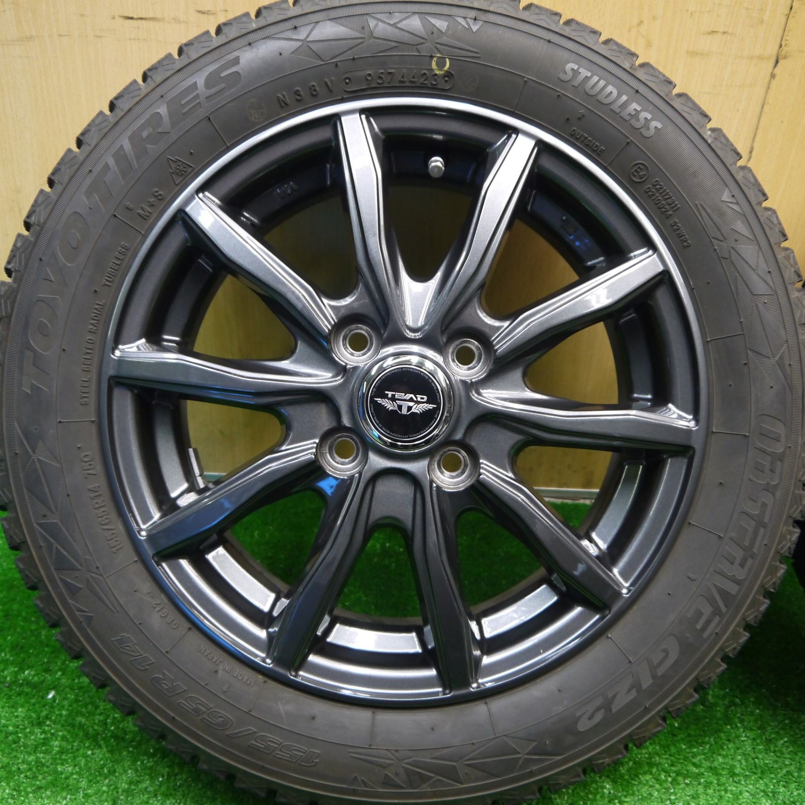 バリ溝 23年 キレイ 9.5分 スタッドレス 155|65R14 トーヨー オブザーブ GIZ2 TEAD テッド 14インチ PCD100|4H 5101501Hス