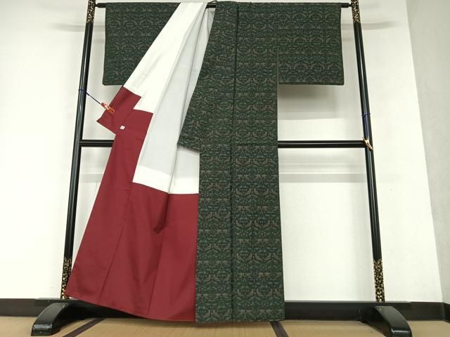 平和屋着物○上質な紬 双鳥花文 鈴乃屋扱い 正絹 逸品 AAAY0112zg  