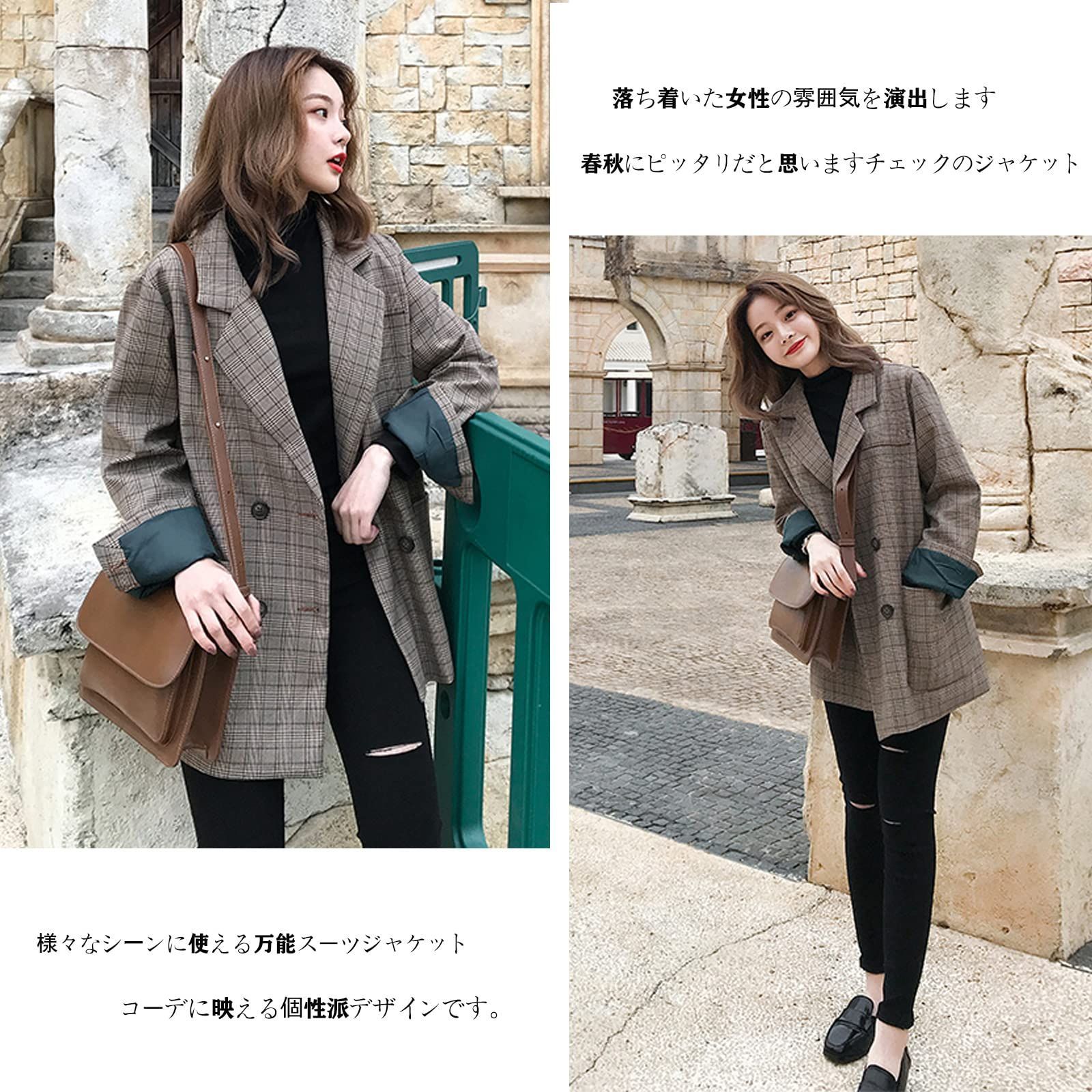 KumiModa スーツジャケット レディース グレンチェックテーラード