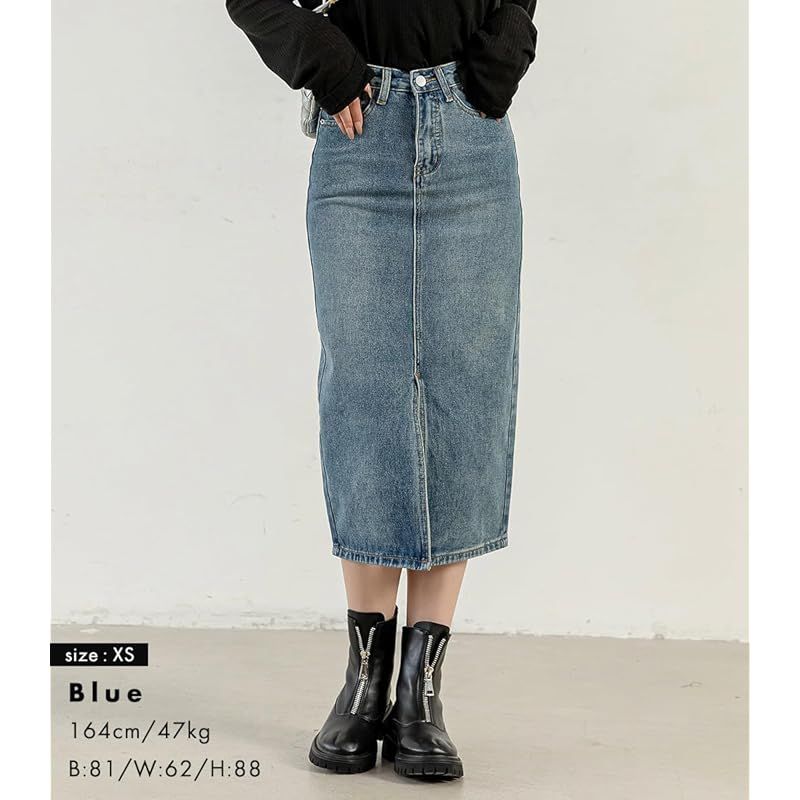 デニム　ロングスカート　24 新品　フォロー割-200円 DAYCLOSET] デニムナロースカート ロング レディース ストレート