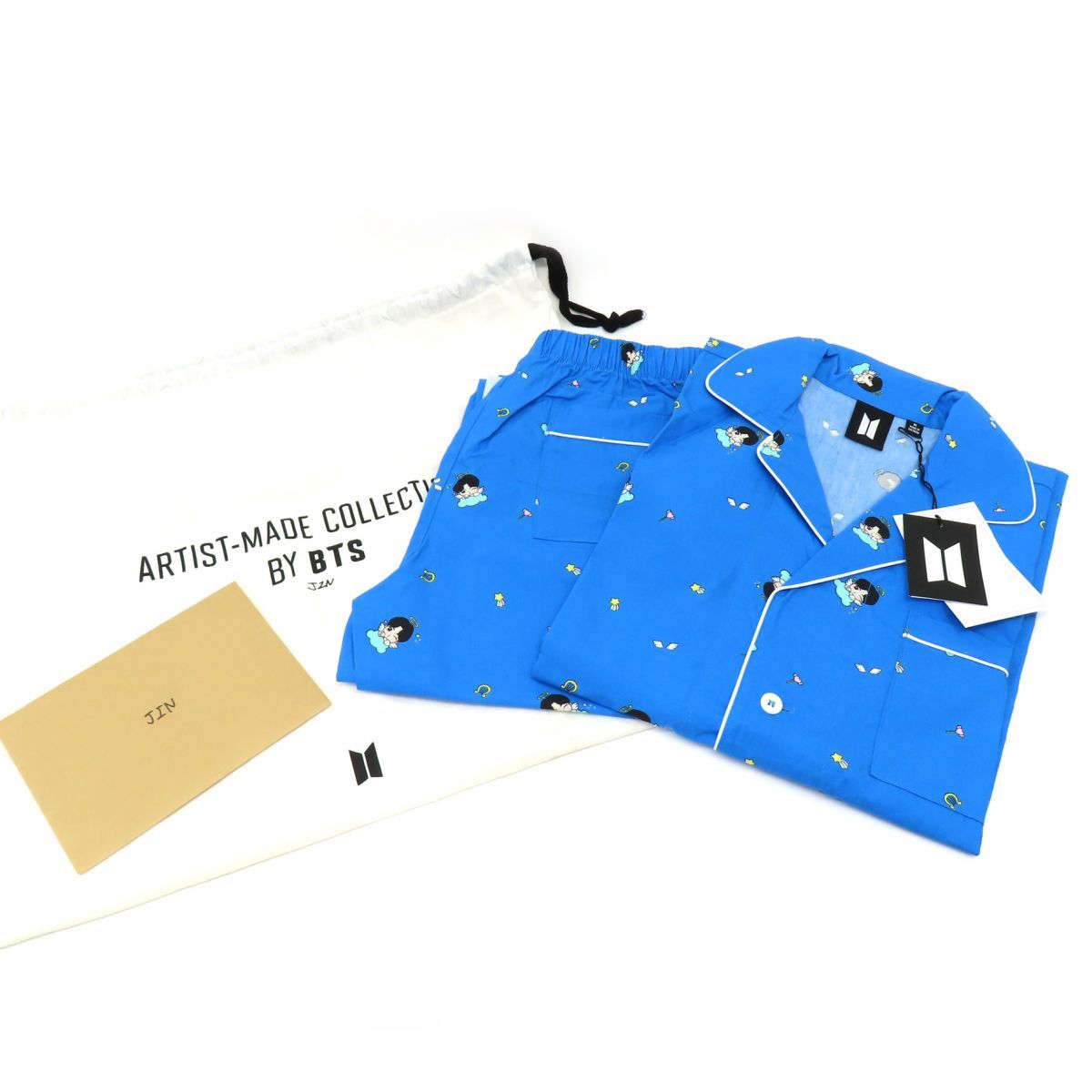 BTS JIN ジン ARTIST-MADE COLLECTION GOODDAY PAJAMA SET パジャマ 天使バージョン スカイブルー  Mサイズ タグ付き ※中古 - メルカリ