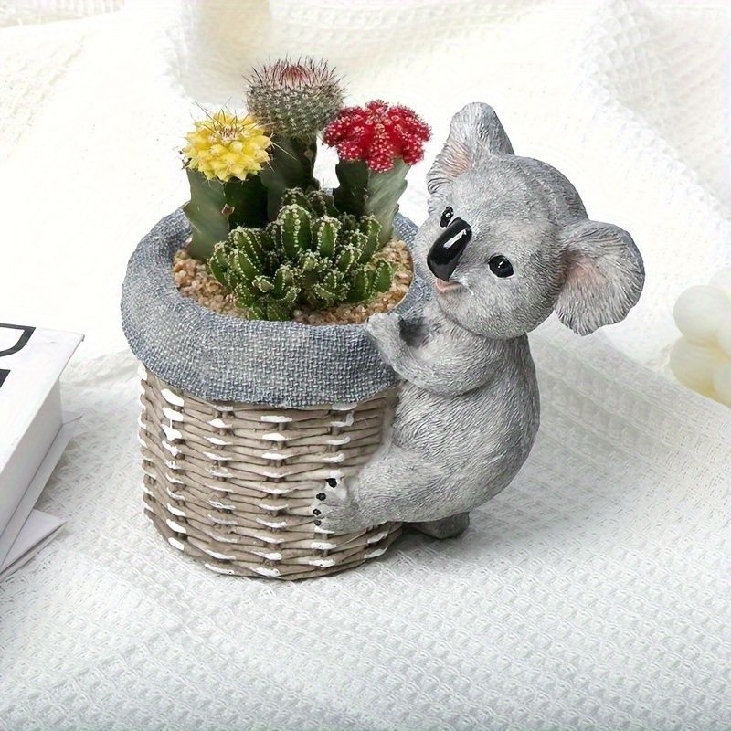 鉢植え 植木鉢 プランター プラントポット フラワーポット ガーデニング 樹脂 屋内 屋外 インテリア 庭 玄関 カゴにぶら下がっているコアラ こあら 可愛い 多肉植物 サボテン 鉛筆立てにも STEELWINDOWSANDDOORS_COM