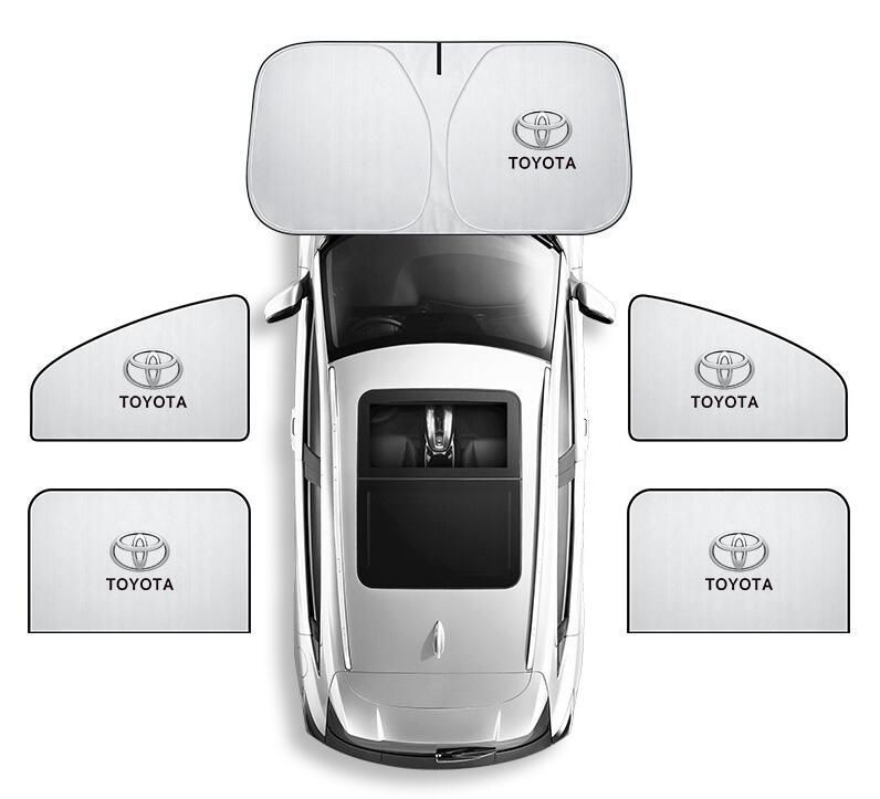 車用サンシェード トヨタ Toyota ロゴ 5枚セット フロントサンシェード 前席 後部座席  車中泊 車窓日よけ 防虫ネット 紫外線 UVカット 遮光 内装仮眠  授乳  Alphard  Vellfire クラウン カローラ C-HR
