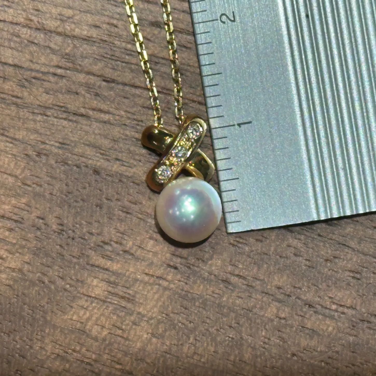 K18 0.02カラット　ダイヤパールネックレス K18 0.02カラット ダイヤパールネックレス タサキK18パールダイヤ0.02