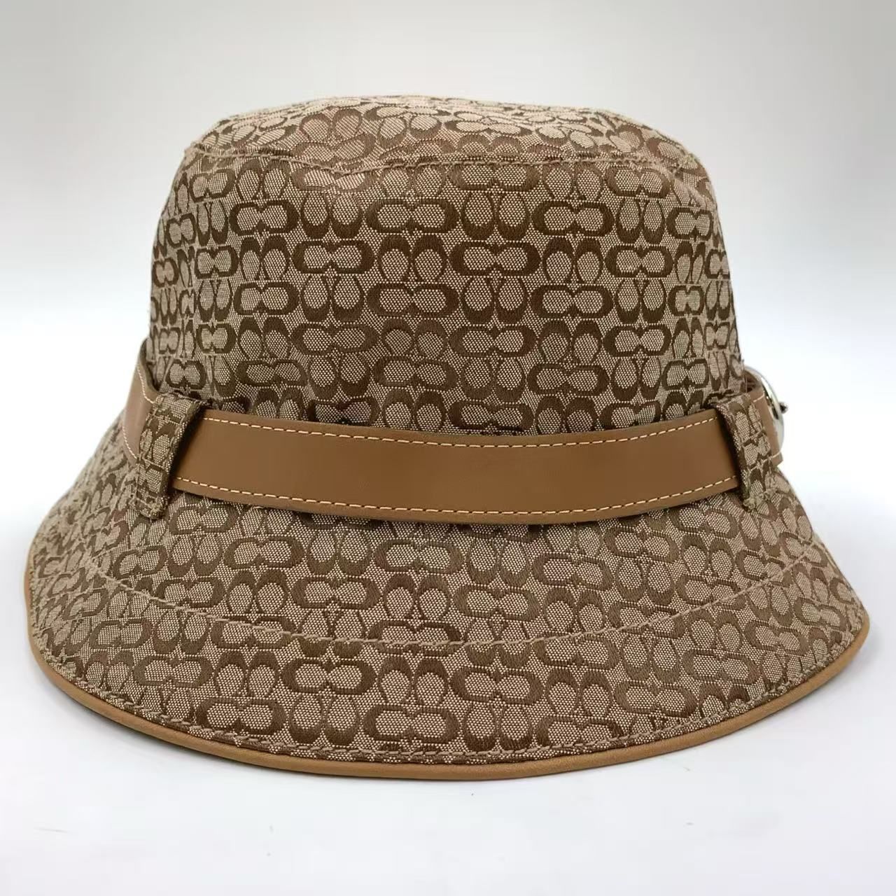 COACH ミニシグネチャー ハット コットン×ポリエステル ブラウン×ベージュ 帽子 シルバー