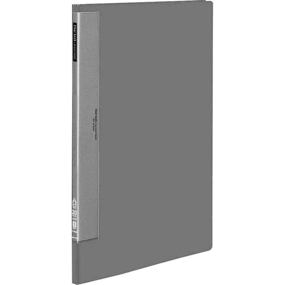 まとめ買い コクヨ クリヤーブック ウェーブカット 固定式 A3縦 20ポケット ダークグレー ラ-T563DM 3冊セット