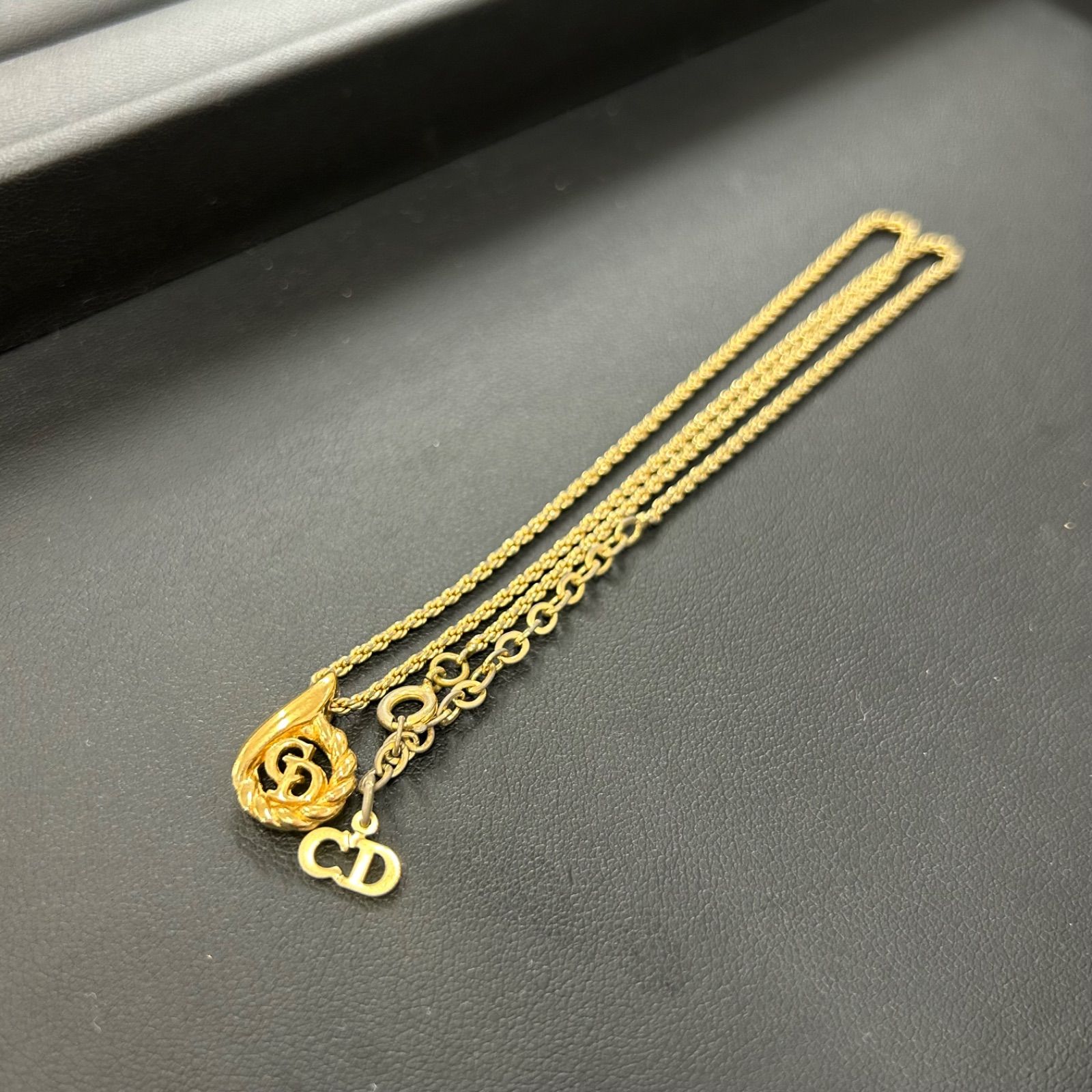 鑑定済】DIOR ディオール ネックレス CDロゴ リング 雫 しずく