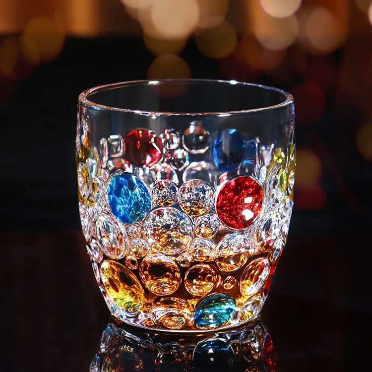 グラス 虹色 カラフル 400ml 4個セット ガラス コップ タンブラー 泡 ドット柄 水玉柄 ヴィンテージ レトロ ガラスカップ ガラスコップ  クリア 透明 ガラス 食器 酒器 ウィスキー 日本酒#erika7952 - メルカリ