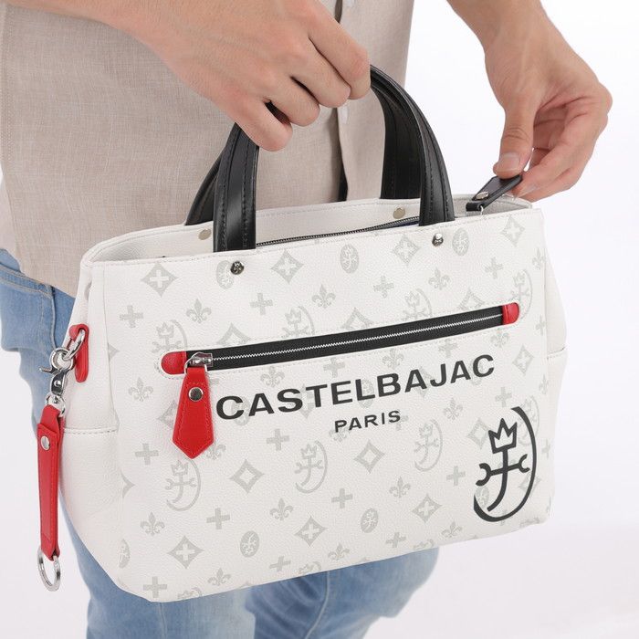 CASTELBAJAC トートバッグ モノグラム サシャ ドライビング 白
