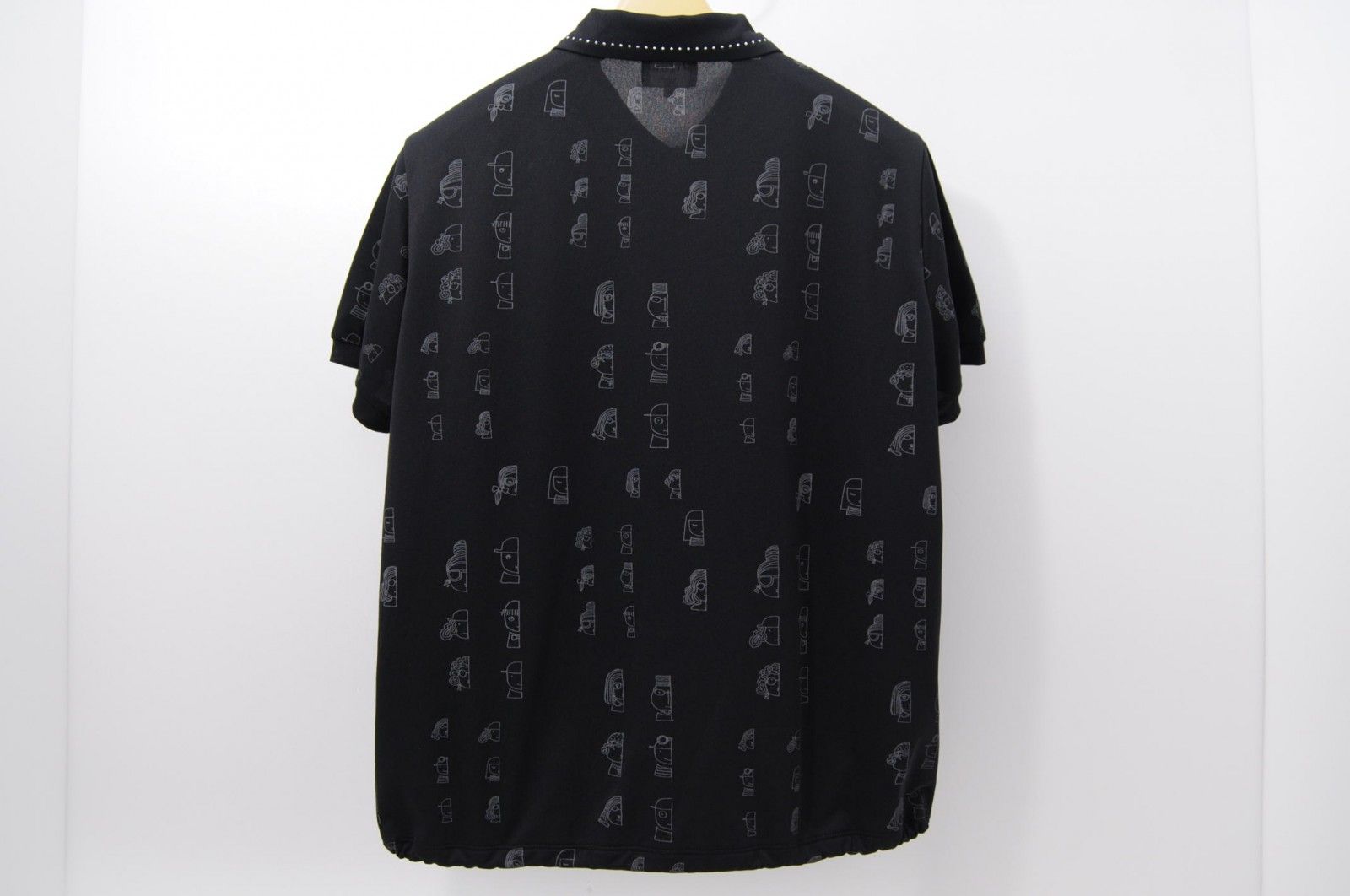 coco 中古 ピッコーネクラブ PICONE CLUB レディース 半袖ポロシャツ 3(LL) 黒 ブラック 総柄 中古 レディース ピッコーネクラブ PICONE CLUB 半袖ポロシャツ