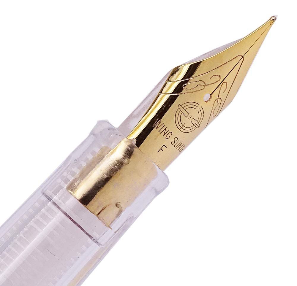 Yongsheng 万年筆 細字 Fine 透明軸 ゴールドトリム スクリュー式 矢印クリップ 色セット