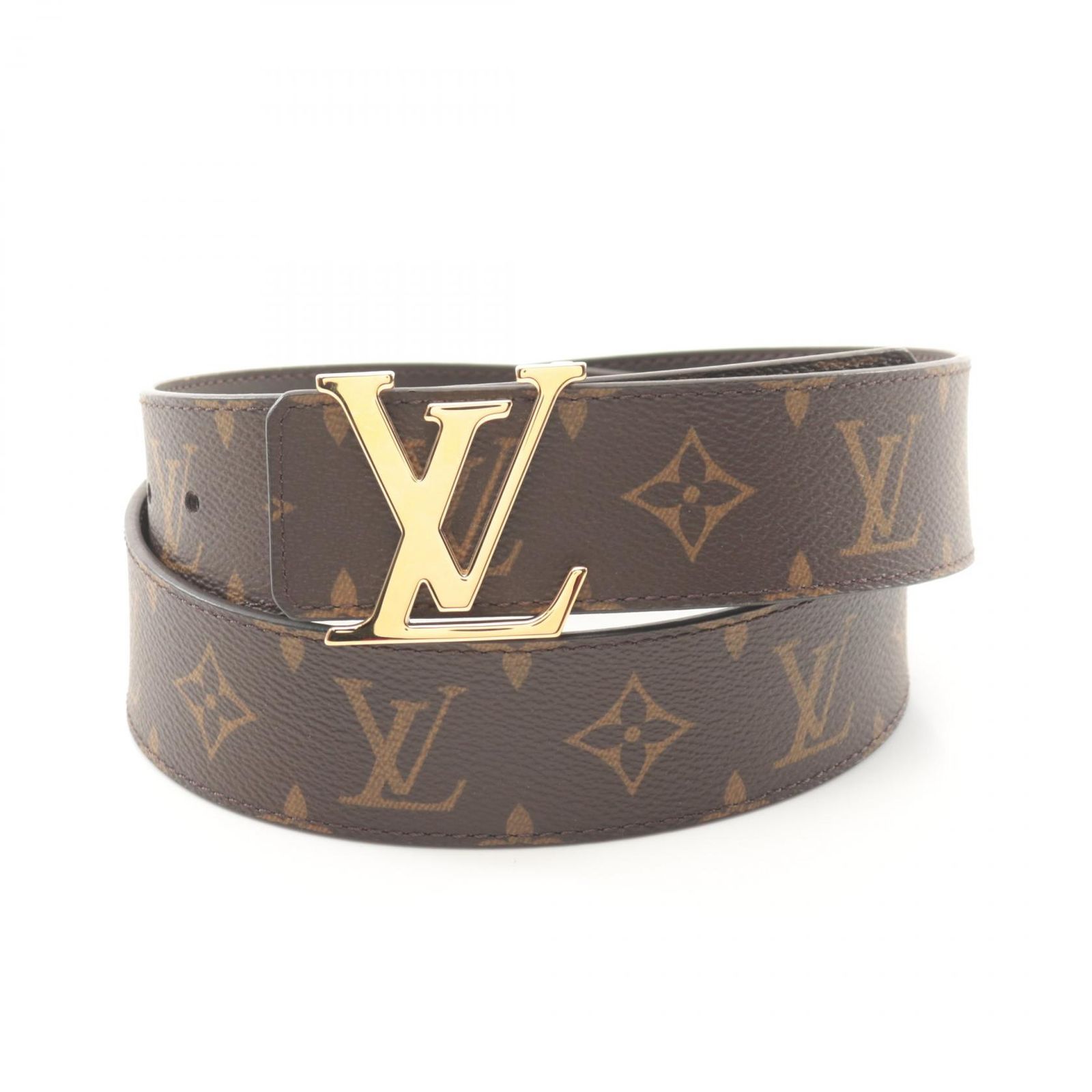 ルイ・ヴィトン LOUIS VUITTON ベルト サンチュール LVイニシャル モノグラム M0323 PVCコーティングキャンバス レザー サンチュール LV イニシャル メンズ Used A