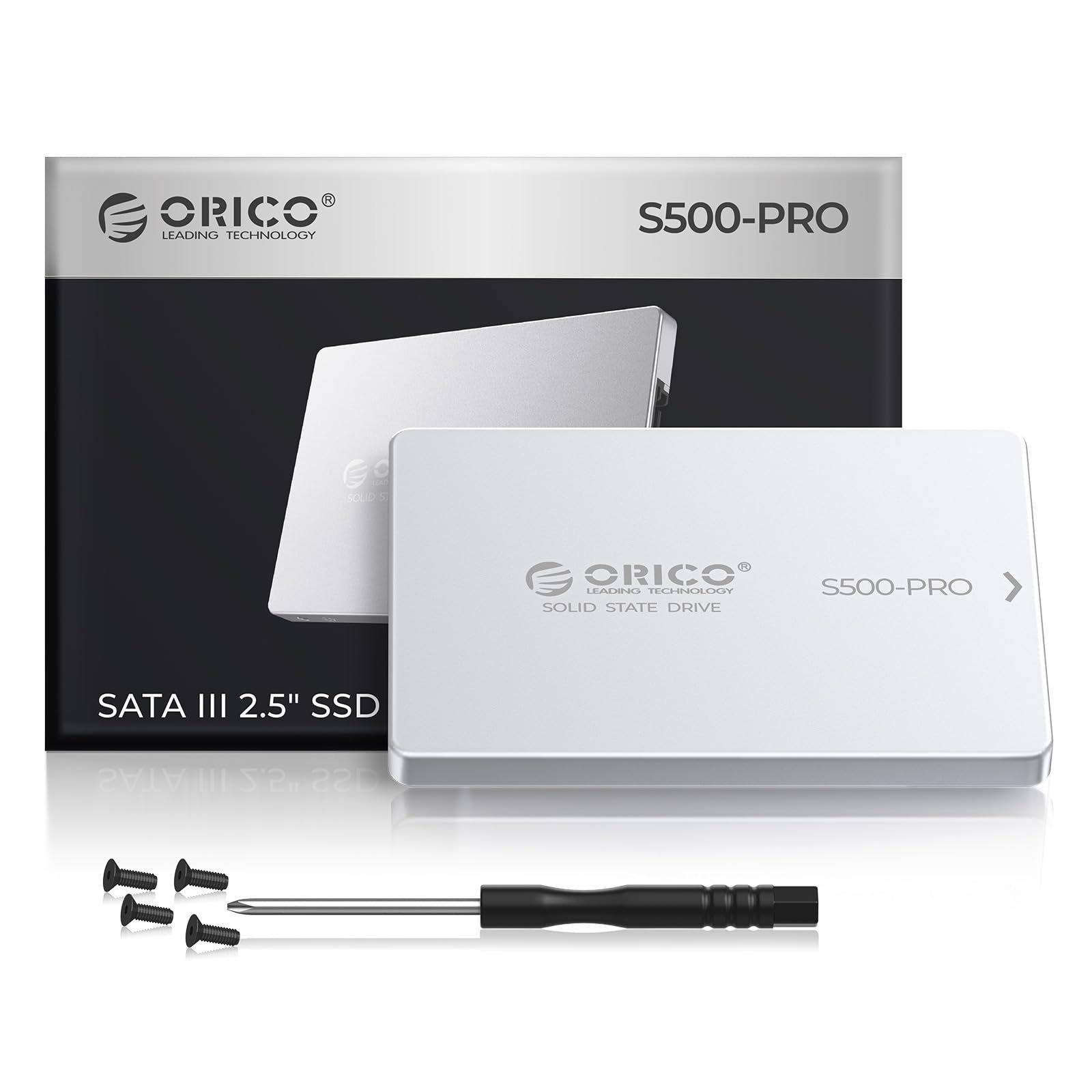 【特価商品】128GB 内蔵型SSD 2.5インチ S500PRO 7mm 3D NAND採用 SATAIII 6Gb/s 最大読込：550MB/s PS4動作確認 ORICO アルミ合金 放熱性良い 内蔵SSD 高耐久 メーカー 3年