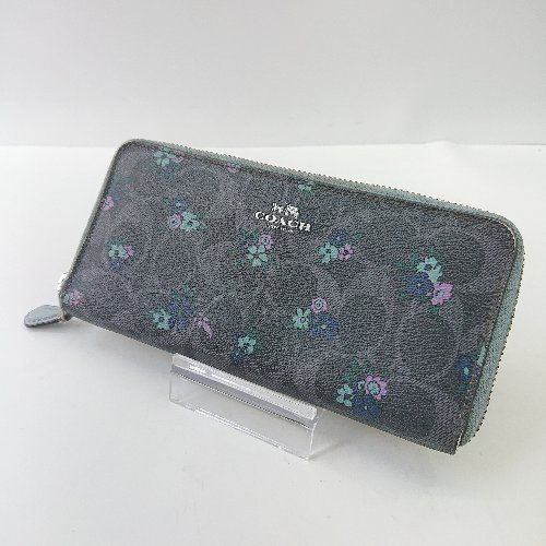 新品同様 COACH f59729 長財布 コーチキャンパス COACH（コーチ） 〇〇 シグネチャー ラウンドファスナー長財布 花柄