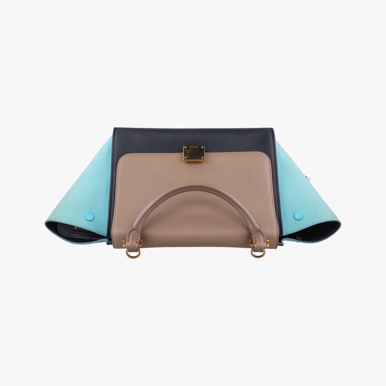 セリーヌCelineトラペーズスモール ベージュ×ブラック×ブルー レザー×スエード W-VP-2155 W-MM-2175 DECORATOM_COM_BR