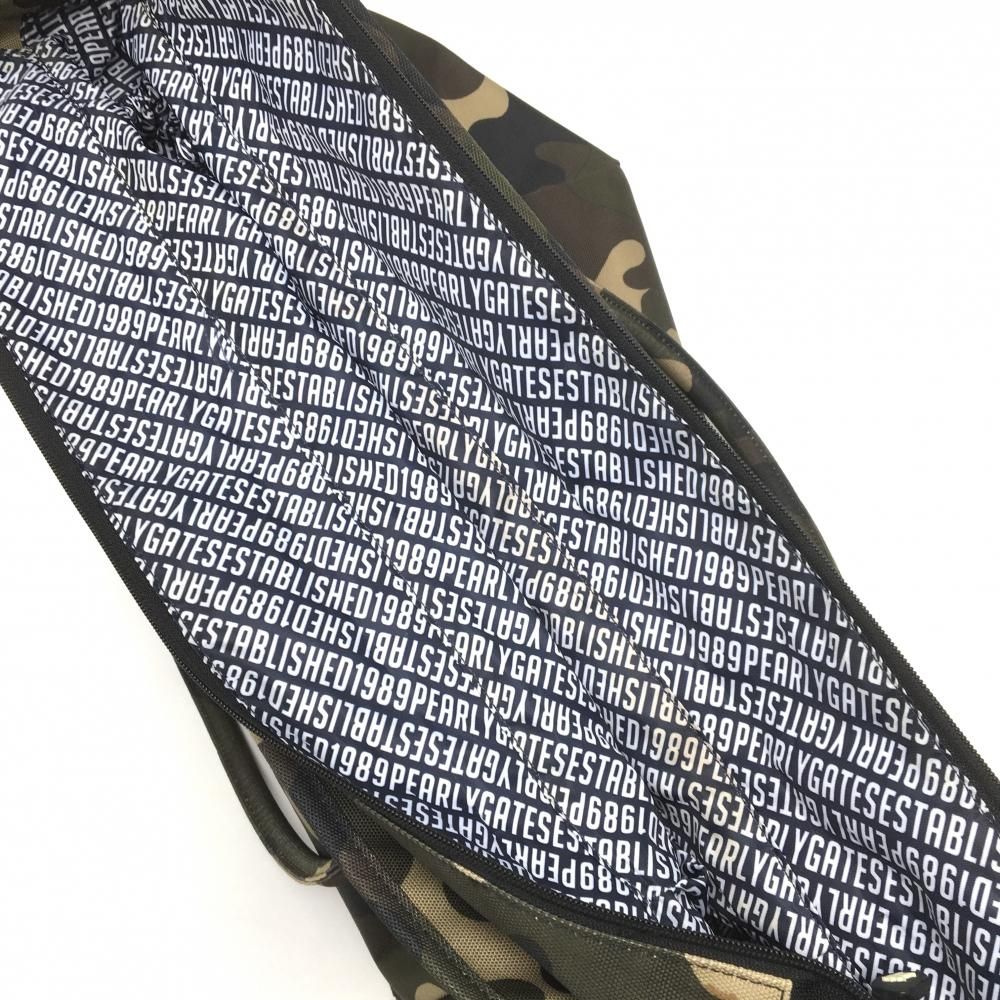 【美品】パーリーゲイツ ビッグトートバッグ カーキ×黒 カモフラ ニコちゃん 迷彩 ロッカーバッグゴルフ PEARLY GATES