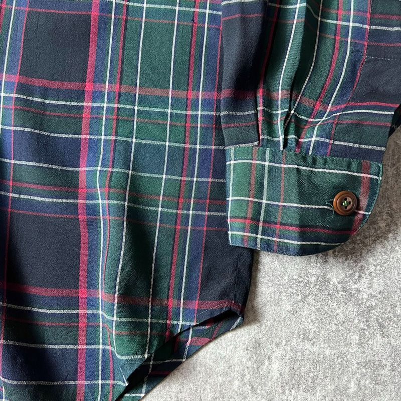 80s 90s RALPH LAUREN COUNTRY チェック 長袖 レーヨン オープン