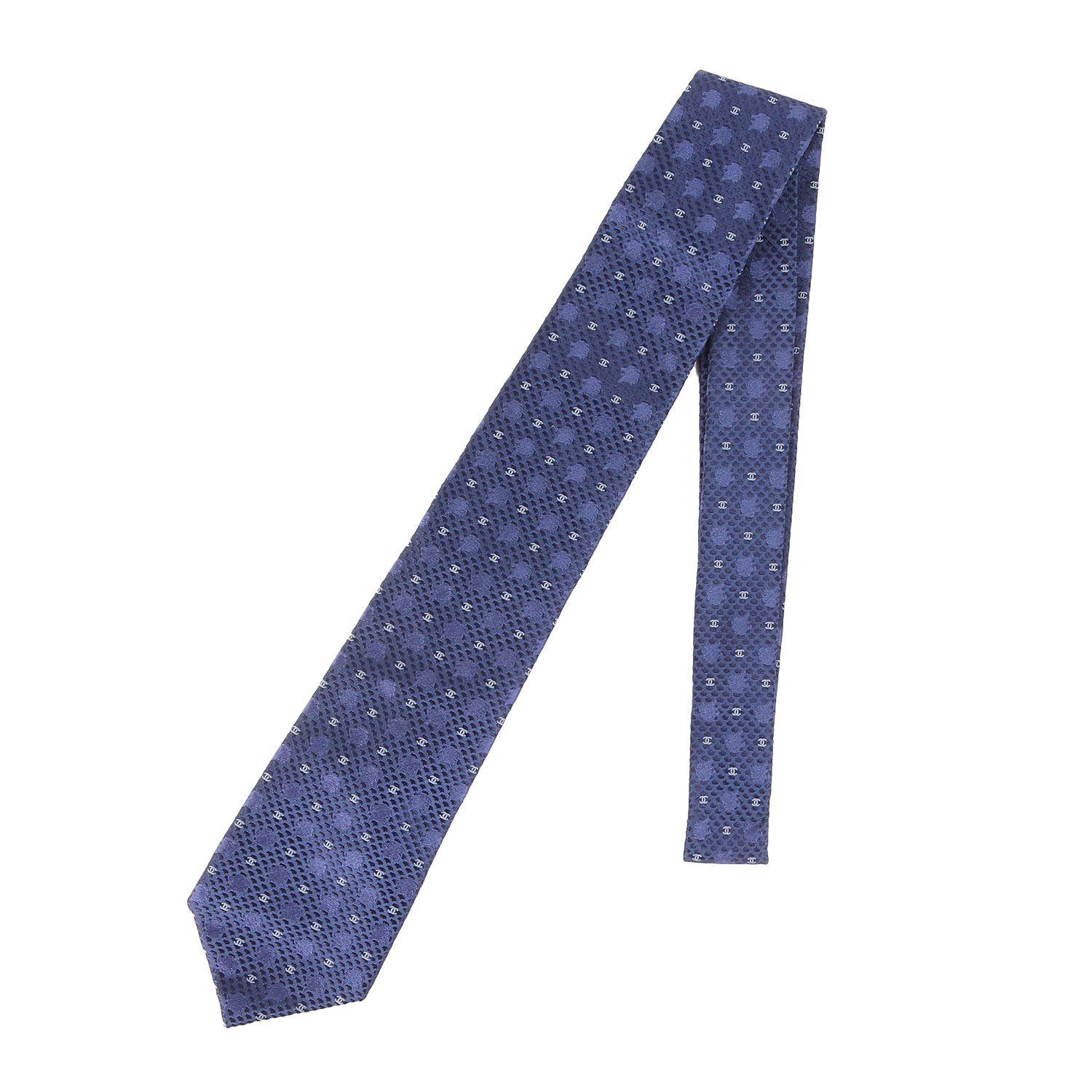 CHANEL シャネル ネクタイ | ココマーク ライオン シルク ネクタイ | イタリア製 | ネイビー 紺 | ブランド ファッション アイテム 小物 メンズ