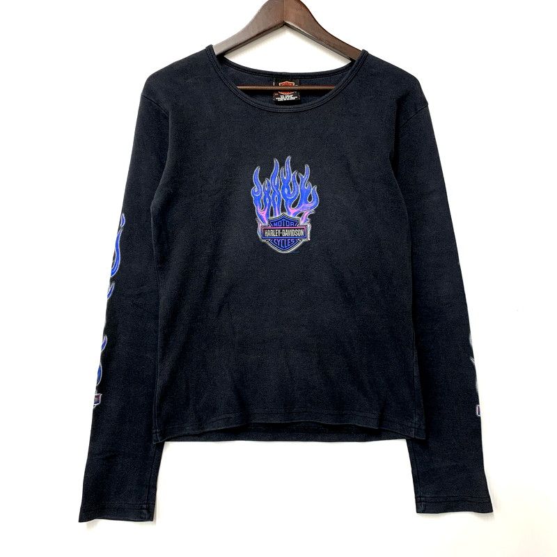 中古品】HARLEY DAVIDSON ハーレーダビッドソン BLUE FLAME PRINT LS