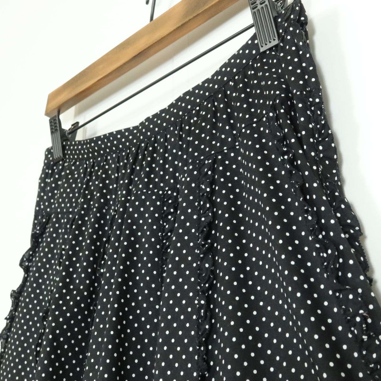 ピンクハウス☆たっぷりギャザーのロングスカート 黒系 ピコフリル  