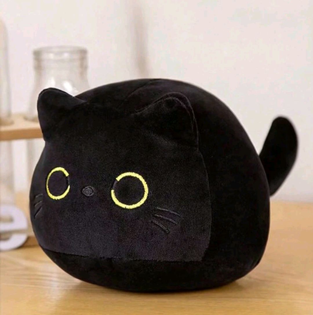 黒猫&ネズミのドーナツ☆キーホルダー(ボールチェーン) 黒猫ぬいぐるみ