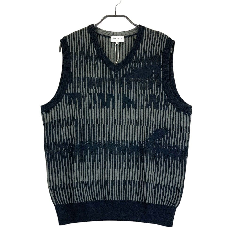 サイズ：40 LANVIN SPORT ランバン スポール  ニットベスト ウール混 総柄 ブラック系 [240101459911] ゴルフウェア メンズ ストスト サイズ：40 LANVIN SPORT ランバン スポール ニットベスト
