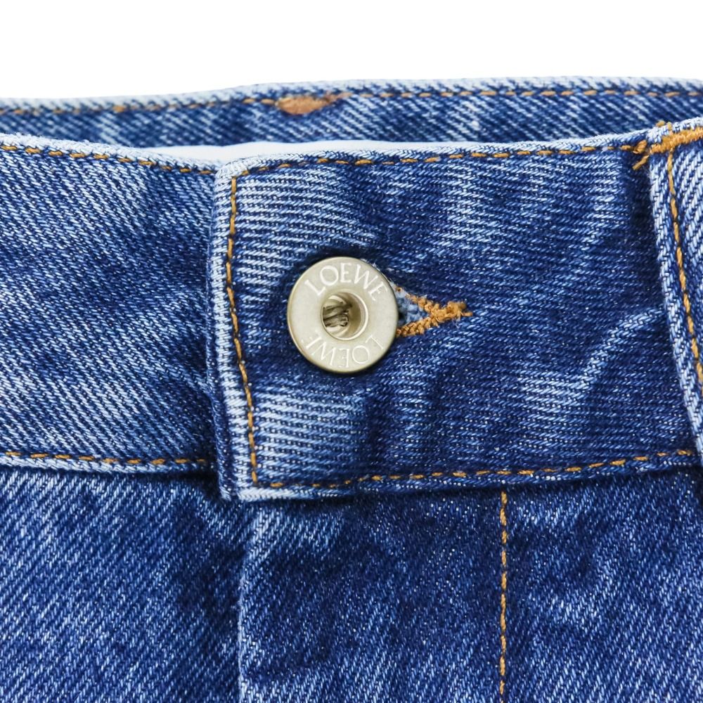 美品 25SS LOEWE ロエベ アナグラム ニー刺繍 デニムパンツ バギー  