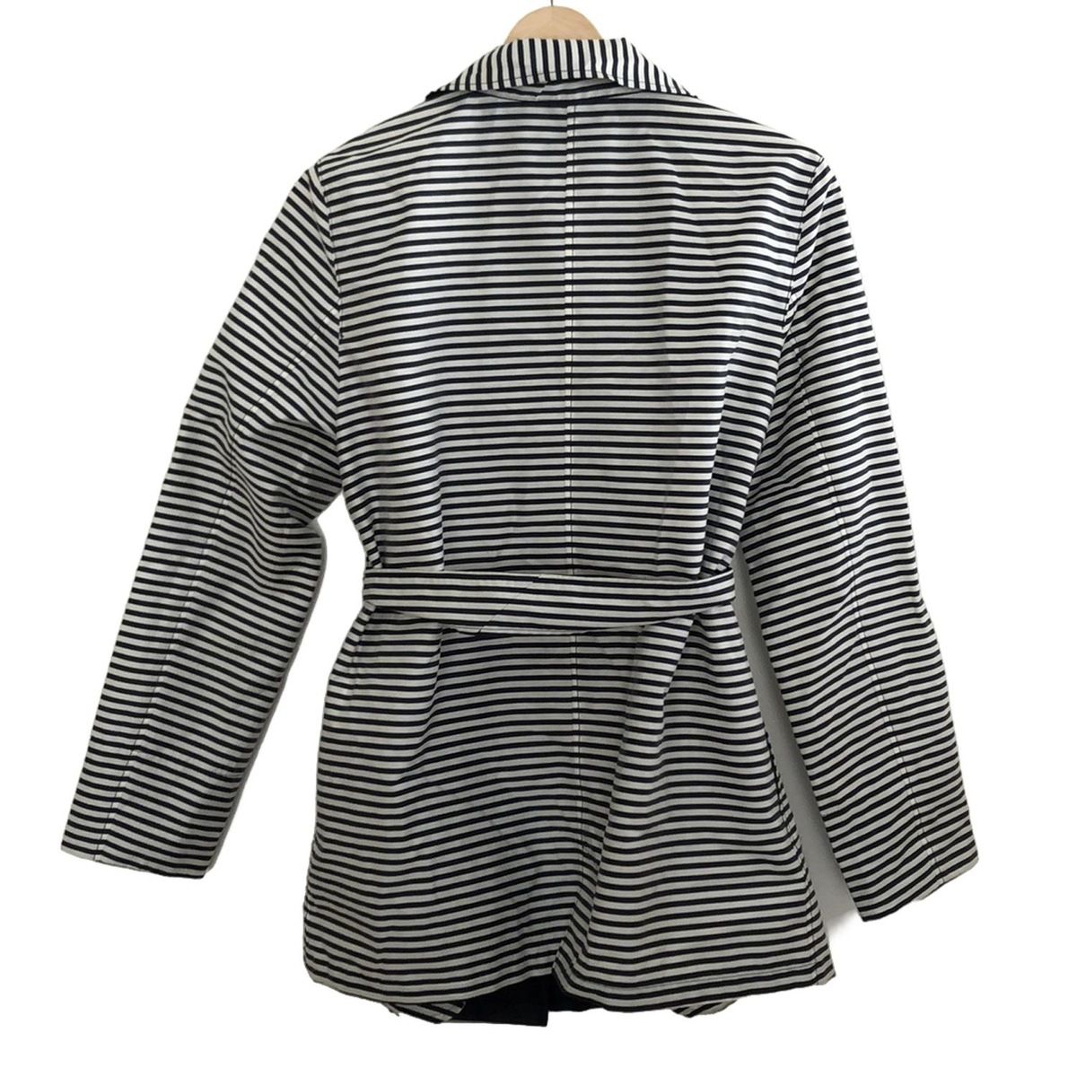 MORABITO モラビト コート サイズ38 M レディース - 白×黒 長袖 ボーダー 秋 春