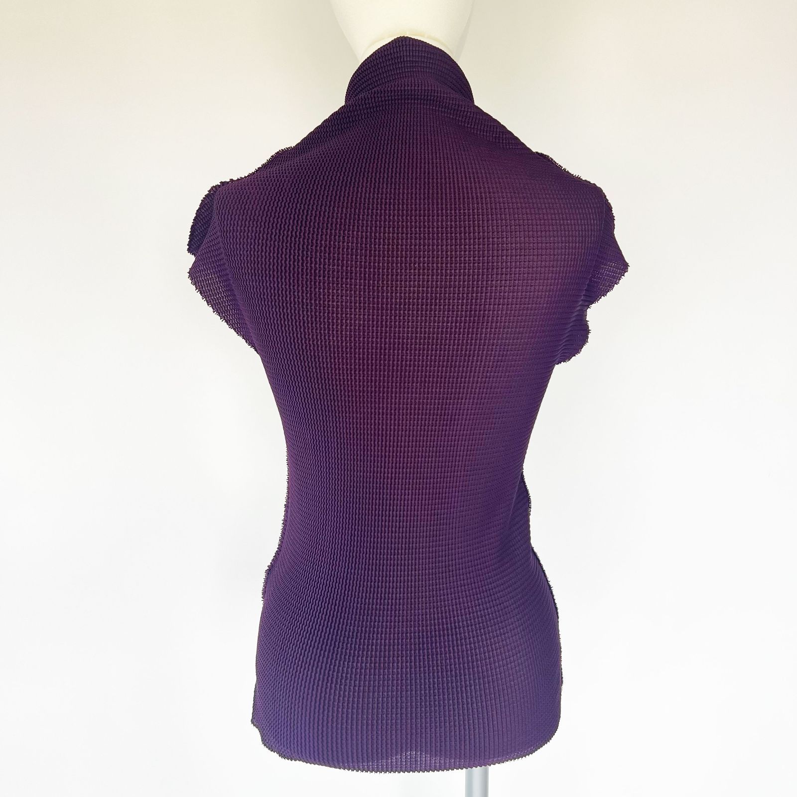 me issey miyake イッセイミヤケ 紫 ハイネック 長袖【週末特価】 ミー イッセイミヤケ me ISSEY MIYAKE ハイネック シワ加工