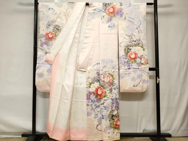 平和屋着物□豪華振袖 駒刺繍 鼓 草花文 暈し染め 金彩 正絹 逸品  