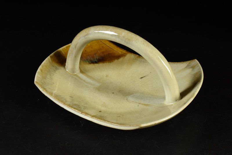 蔵A2573b 高取焼 亀井味楽 手付鉢 菓子鉢 共箱