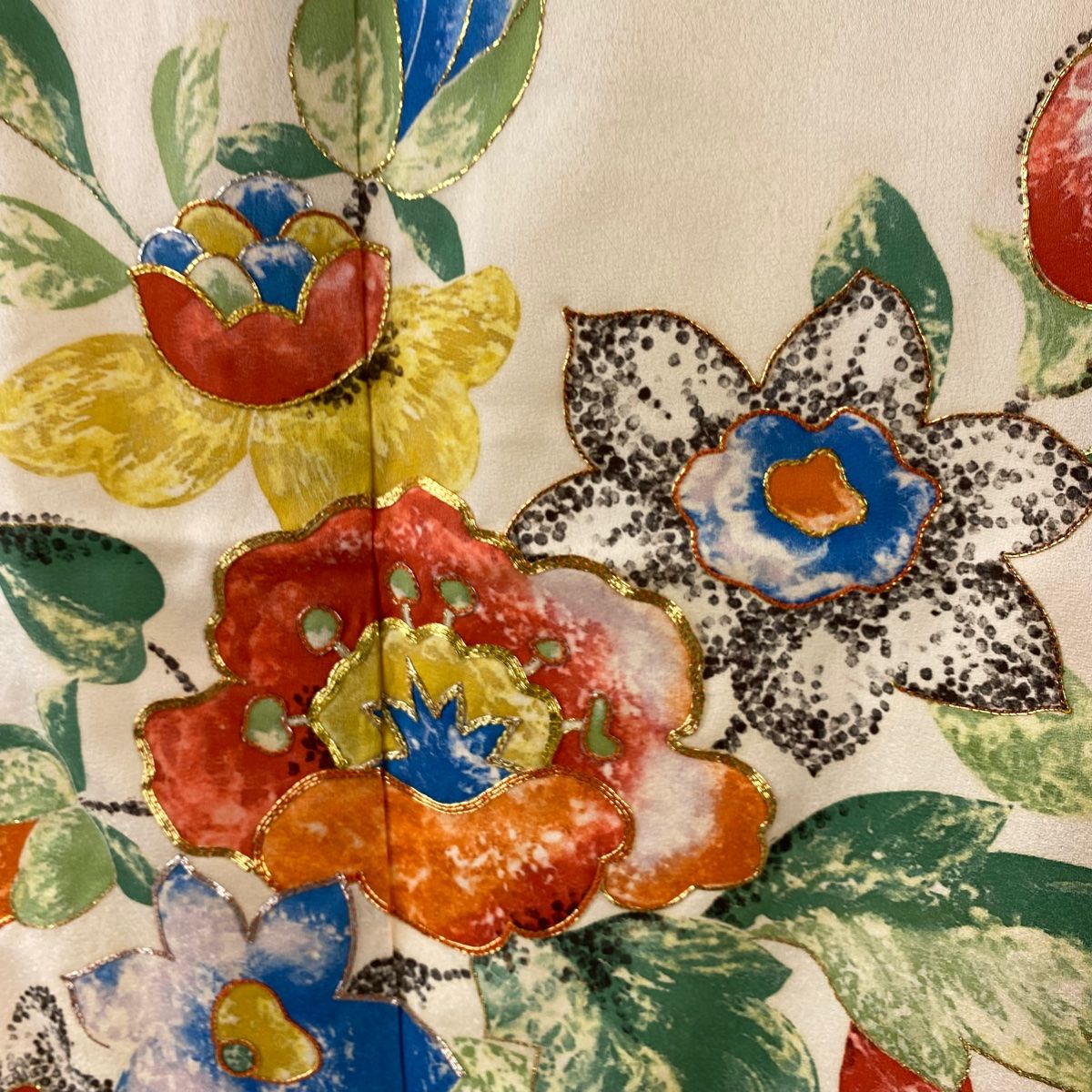 未使用品】袋帯 コルク 友禅加工刺繍入り 埋め込も 