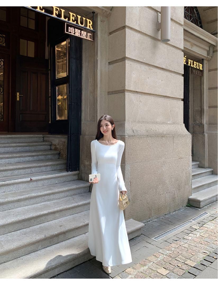 春のお出かけに セクシーロングバックレスドレスモテ服