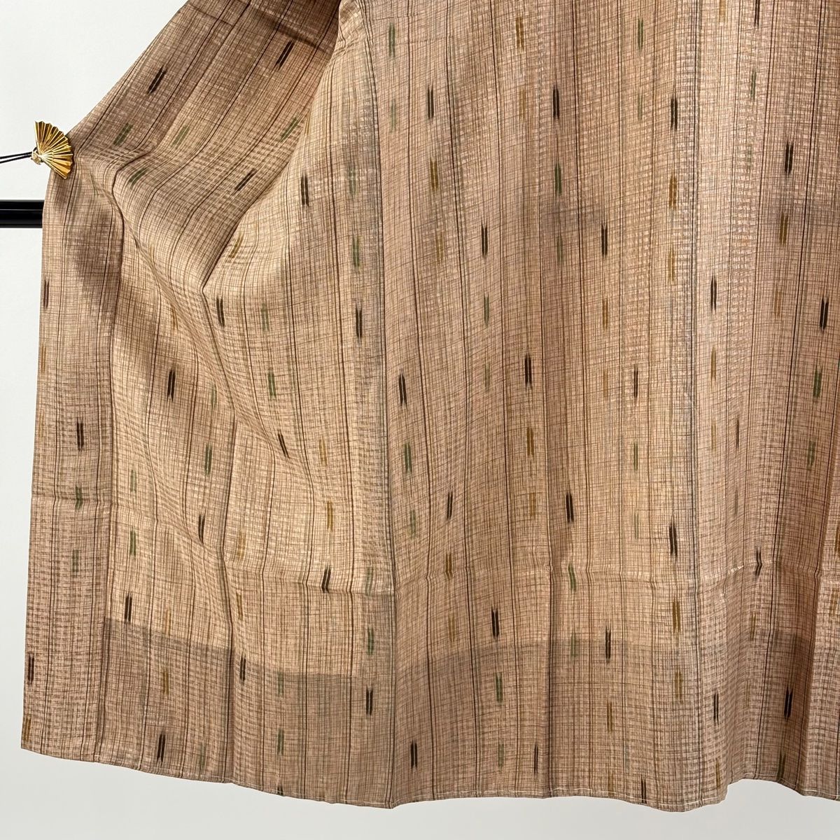 長襦袢 身丈123cm 裄丈66cm M 鈴乃屋 縞 幾何学模様 茶色 正絹 秀品