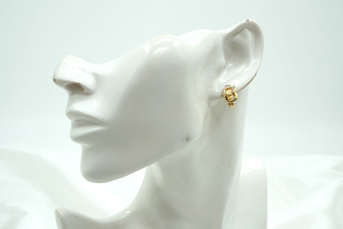 クリスチャン ディオール ヴィンテージ ミニ イヤリング ラインストーン チェーンモチーフ 金 ゴールド Christian Dior 4184j