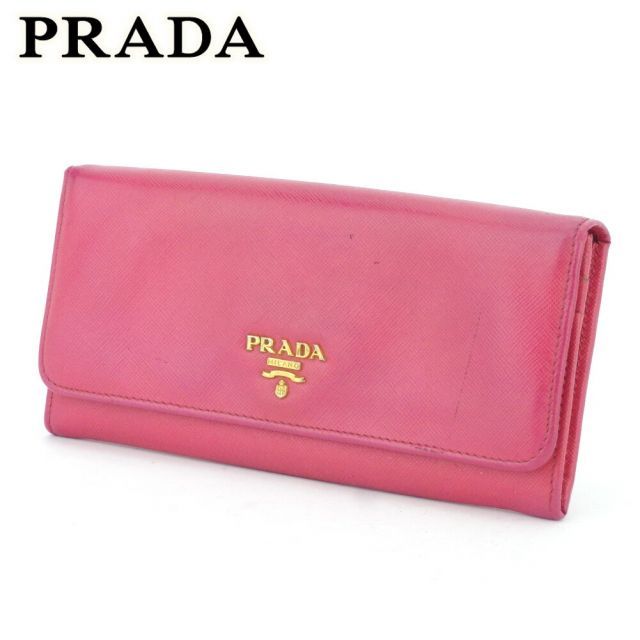 PRADA ピンク 長財布 ゴールドジッパー PRADA プラダ ショルダーウォレット 長財布 キルティング