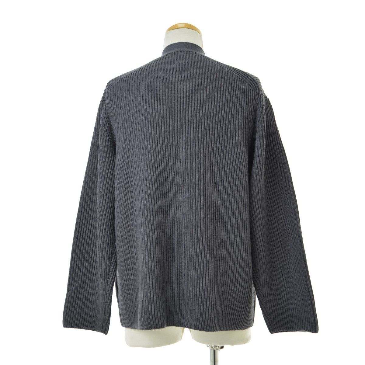 BATONER SOLID WOOL RIB CARDIGAN ダークグレー