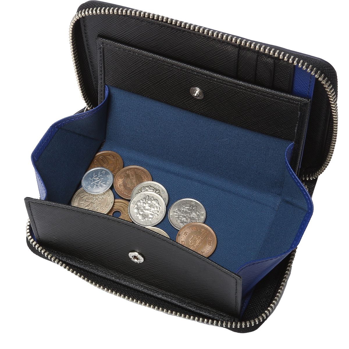 新商品|AJIOKA|コムサ メン|コール|ミドルサイズ|ラウンド二つ折り財布