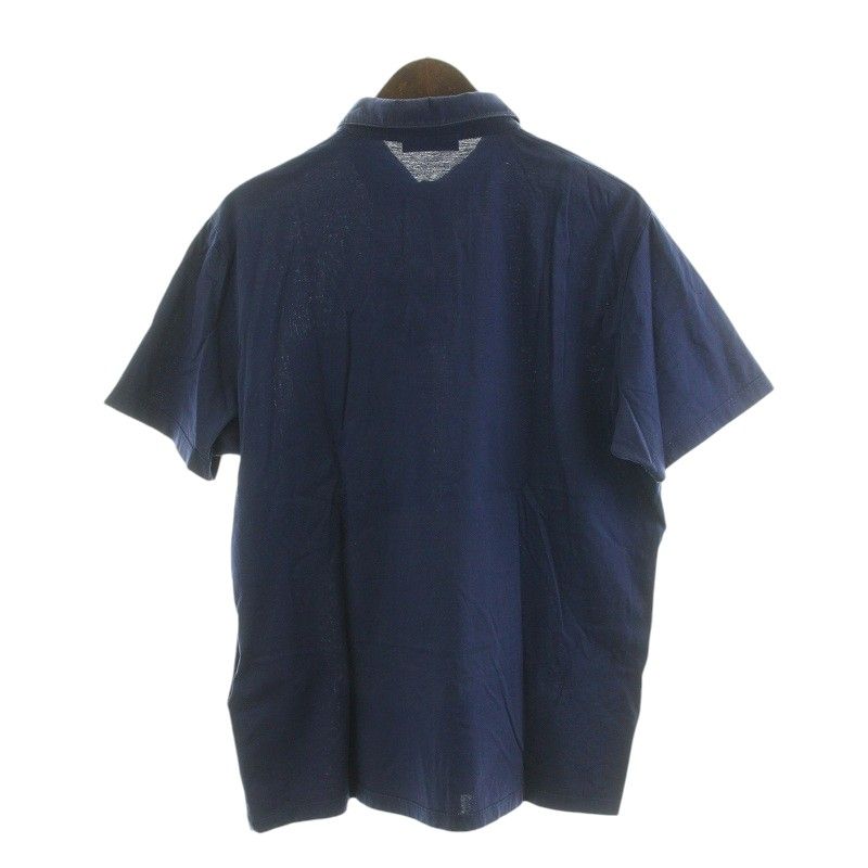 プラダ PRADA ポロシャツ 半袖 ロゴ 胸ポケット XL 紺 ネイビー ACU1