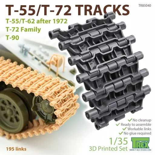 【中古】プラモデル 1/35 T-55/72用可動式履帯 1972年以降のT-55/62 T-72派生型およびT-90 ディティールアップパーツ [TR85040]