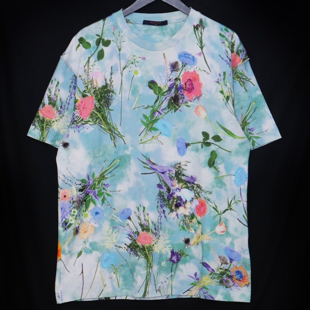 ルイヴィトン プリンテッドアンドエンブロイダリーフラワーTシャツ