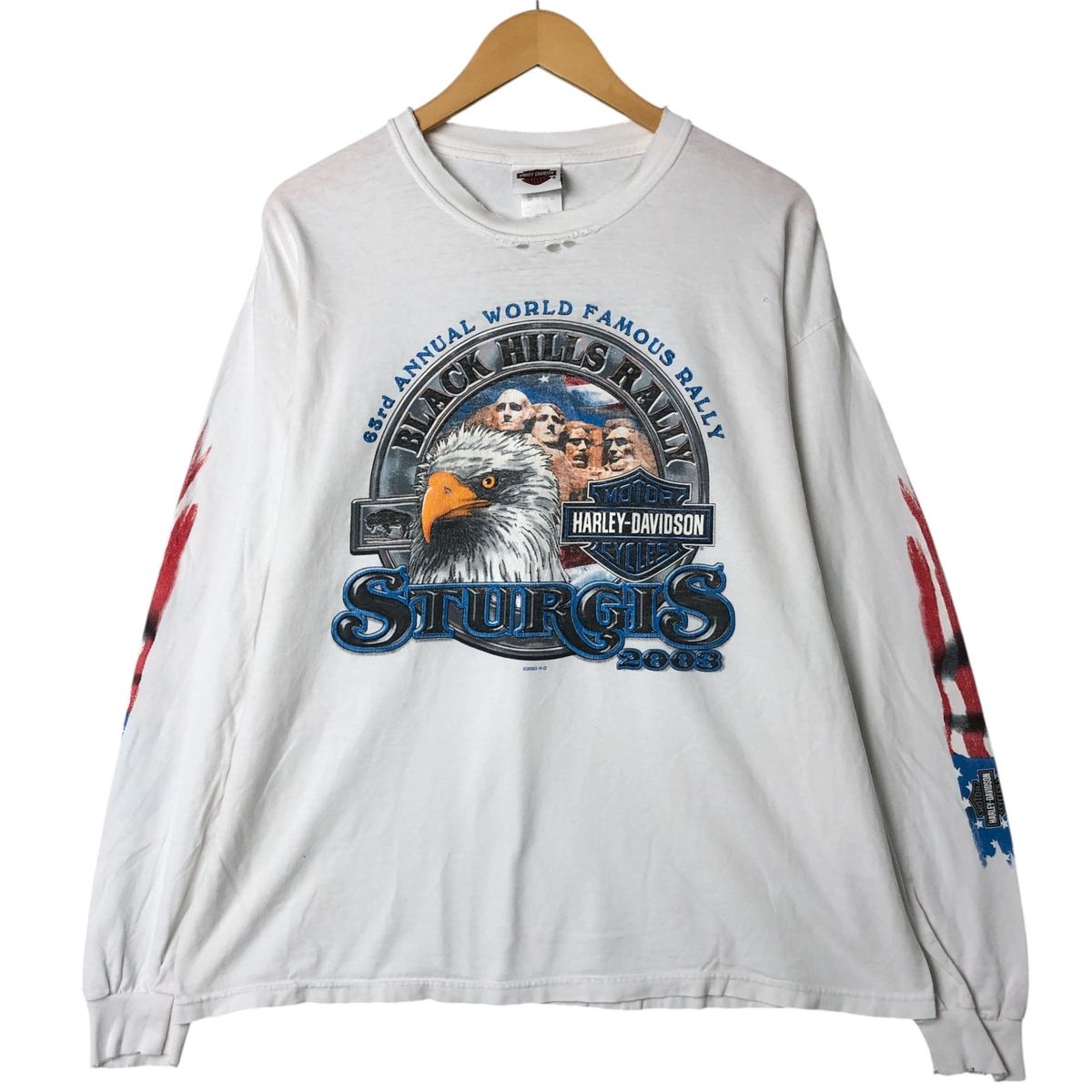 古着 00年代 ハーレーダビッドソン Harley-Davidson 鷲柄 イーグル柄 ロングTシャツ ロンT メンズXL相当|eaa540248
