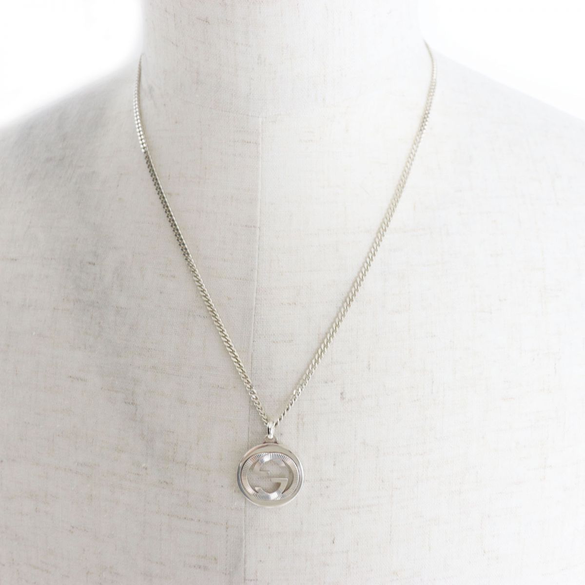 美品□GUCCI/グッチ インターロッキングG Ag925 チェーンネックレス  