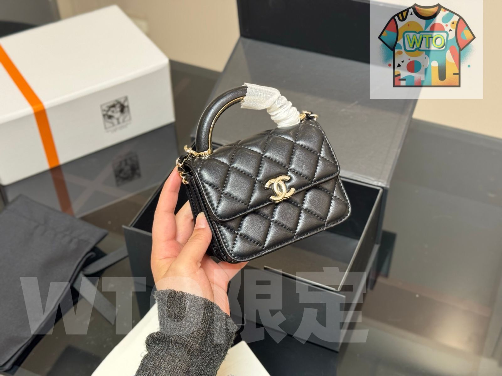 今日 Chanel ハンドル スモールバッグ コインケース リップケース 12×10cm -WTO輸入2