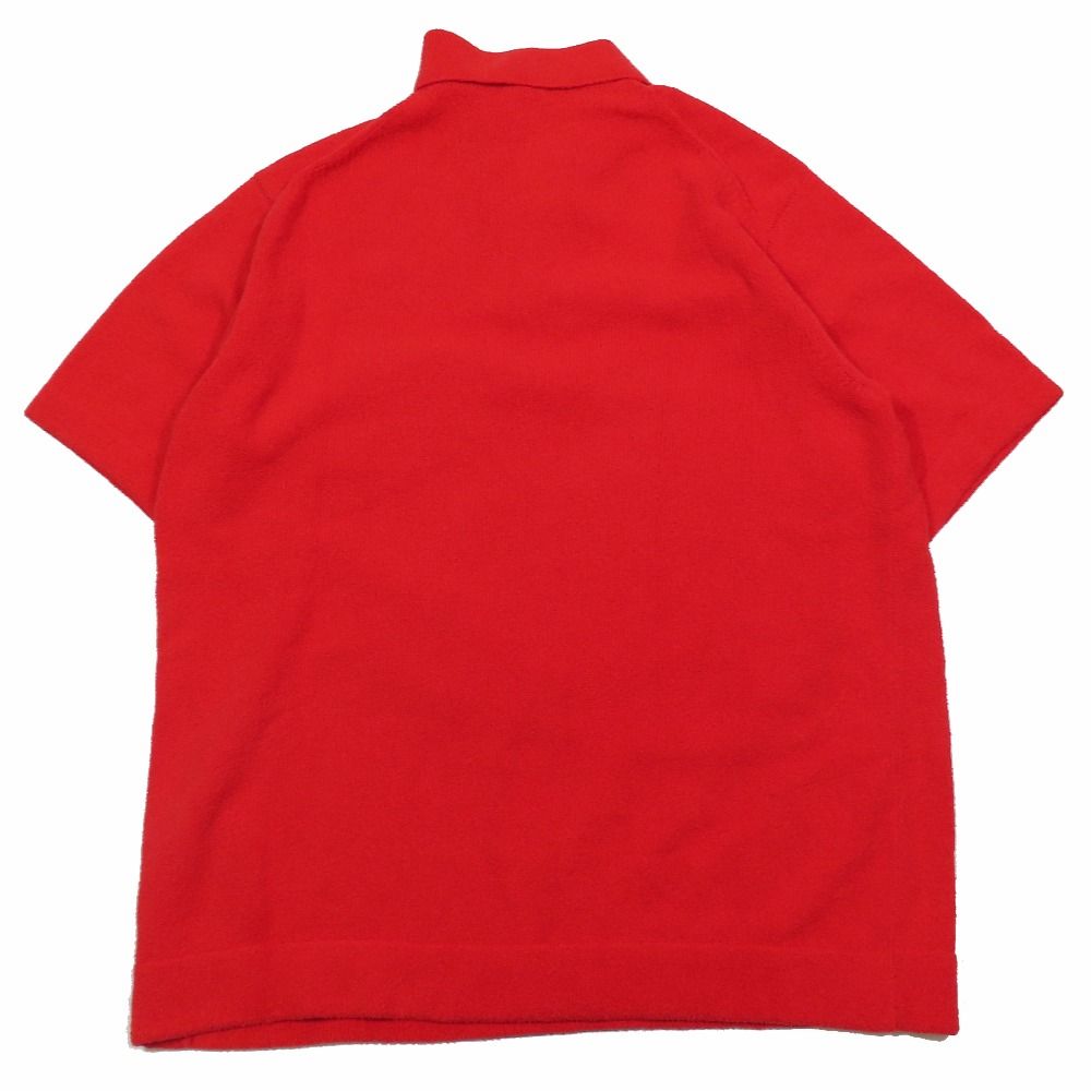 23SS DIOR ディオール ラビットパッチ コットンニット ポロシャツ 半袖 ウサギ プルオーバー カットソー L レッド メンズ 古着