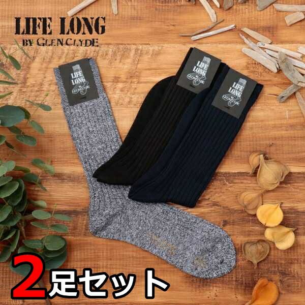 送料無料 LIFELONG ライフロング 靴下 ソックス 2足セット 組み合わせ自由 メンズ リブソックス ドレスソックス 通年 永久交換保証 日本製 ブラック ネイビー ブラック杢 Ll010 TS-5